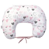 Amy - Perna pentru gravide si alaptare, husa detasabila din bumbac 100% si umplutura antialergica BabySoft , Inimioare,
