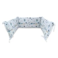 Aparatoare pentru patut, Qmini, Din bumbac certificat Oeko Tex Standard 100, 210X30 cm, Cu panglici, Fox and Rabbit, Blue