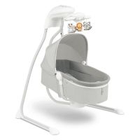 Balansoar, Lionelo, Electric, Leagan si sezlong pentru bebelusi, Henny, 3 in 1, Cu functie de inclinare 10 melodii, Carusel, Port USB, Plasa de tantari, Conform cu standardele europeane de securitate EN16232 si EN71, Gri Deschis
