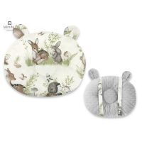 Perna bebelusi, MimiNu, Ursulet, Multifunctionala, Cu doua fete, Tesatura pufoasa minky si bumbac, Materiale certificate Oeko Tex Standard 100, Design, Minky Calm Forest Natural