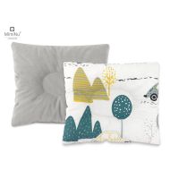 Perna bebelus, MimiNu, Profilata, Cu doua fete, Cu functie anti-soc, Pufoasa, Din catifea si bumbac, 23x26 cm, Materiale certificate Oeko Tex Standard 100, Velvet Childrens Journey Grey