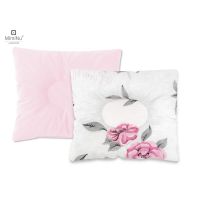 Perna bebelus, MimiNu, Profilata, Cu doua fete, Cu functie anti-soc, Pufoasa, Din catifea si bumbac, 23x26 cm, Materiale certificate Oeko Tex Standard 100, Velvet Peonie Pink