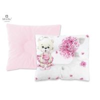 Perna bebelus, MimiNu, Profilata, Cu doua fete, Cu functie anti-soc, Pufoasa, Din catifea si bumbac, 23x26 cm, Materiale certificate Oeko Tex Standard 100, Velvet Pink Ballerina