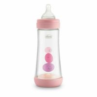 Biberon anticolici, Chicco, Perfect 5 PP, Anticolici, Cu tetina silicon, Flux rapid, 300 ml, 4 luni+, Roz