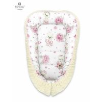 Cosulet bebelus, MimiNu, Pentru dormit, Baby Cocoon 75x55 cm, Cu doua fete, Din tesatura imitatie de lana si bumbac, Materiale certificate Oeko Tex Standard 100, Ecru Pink Ballerina