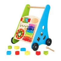 Antemergator educational din lemn cu tambal si blocuri Ecotoys TL00011