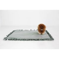 Babyly - Covor patrat de joaca termoizolant din spuma, pentru copii si bebelusi, pliabil, Catifea Mint cu volanas, 100x100cm