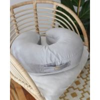 Babyly - Perna pentru gravide si alaptare, catifea velvet si umplutura ferma, antialergica, Big cu maner, Gri deschis,