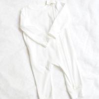 Babyly - Salopeta bebelusi cu maneca lunga, inchidere cu fermoar, marimea 74, Alb, set de 2 bucati