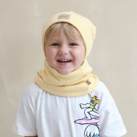 Babyly - Set caciula si fular tip guler, galben - Banana, S - 1-3 ani, 46-52 cm by