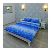 Lenjerie pentru 2 persoane Somnart Ultrasleep XXL, bumbac 100%, albastru, model cercuri