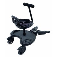Adaptor de carucior pentru al doilea copil, FreeON, Buggy board cu scaun demontabil, 2 in 1, Cu 2 roti, Capacitate maxima 20 kg, Conform cu standardul european de securitate EN 1888-1:2018, Negru