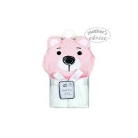 Mother's choice - Prosop bebe cu gluga din bumbac - ursulet roz