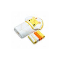 Mother's choice - Set cadou bebelusi cu 4 mini prosopele si prosop cu gluga din bumbac - girafa