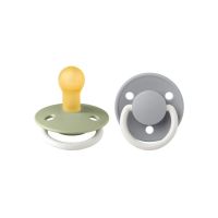 BIBS - Set 2 suzete Fosforescente De Lux Glow Latex, tetina rotunda, 0 luni +