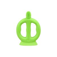 Periuta de dinti cu peri din silicon si manere - Green Sprouts - Green