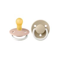 BIBS - Set 2 suzete Fosforescente De Lux Glow Latex, tetina rotunda, 0 luni +-Blush/Vanilla