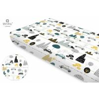 Cearceaf cu elastic, MimiNu, Pentru pat 160x80 cm, Din bumbac certificat Oeko Tex Standard 100, Childrens Journey Grey