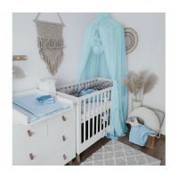 Baldachin suspendat din Tul, Koell, cu Suport metalic, pentru patut copii / loc de joaca, Ice Blue