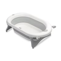 Cadita pliabila, Sensillo, Cu termometru care isi schumba culoarea, Cu picioare antiderapante, Plastic, Conform standardului de securitate EN71, 81.5x50.5x23.5 cm 0 luni+, Gri