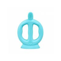 Periuta de dinti cu peri din silicon si manere - Green Sprouts - Aqua