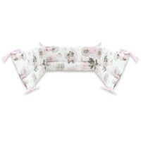 Aparatoare pentru patut, Qmini, Din bumbac certificat Oeko Tex Standard 100, 210x30 cm, Cu panglici, Teddy Bear and Friends Pink