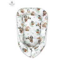 Cosulet bebelus, MimiNu, Pentru dormit, Baby Cocoon 75x55 cm, Husa 100% bumbac, Din bumbac certificat Oeko Tex Standard 100, Design, Pirates Natural