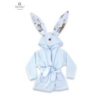 Halat de baie, MimiNu, Cu urechi, 2 - 5 ani, Moale, Cu buzunare, Cu cordon, Din bumbac si thermo fleece, Materiale certificate Oeko Tex Standard 100, Design, Let's Go Blue