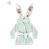 Halat de baie, MimiNu, Cu urechi, 2 - 5 ani, Moale, Cu buzunare, Cu cordon, Din bumbac si thermo fleece, Materiale certificate Oeko Tex Standard 100, Design, Pirates Natural