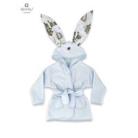 Halat de baie, MimiNu, Cu urechi, 5 - 7 ani, Moale, Cu buzunare, Cu cordon, Din bumbac si thermirates fleece, Materiale certificate Oeko Tex Standard 100, Design, Pirates Blue