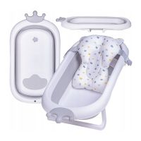 Cadita pliabila, Primabobo, Korona, Cu suport anatomic si scurgere, Senzor temperatura, Conform cu standardul european de securitate EN71, 85 x 48 x 21 cm, Gri