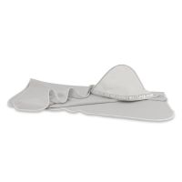 Prosop cu gluga, MimiNu, Mare, Cu volanas, Dimensiune 100x100 cm, Din bumbac si thermo fleece, Materiale certificate Oeko Tex Standard 100, Colectia Royal, Grey