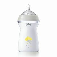 Biberon anticolici, Chicco, Natural Feeling, Plastic, Cu tetina Din silicon moale, Pentru hranire alternativa, Potrivit pentru nou-nascuti si sugari, Fara BPA, 330 ml, 6 luni+, Bej