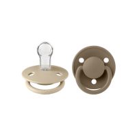 BIBS - Set 2 suzete De Lux Silicon, tetina rotunda, marime universala-Vanilla/Dark Oak
