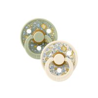 BIBS x LIBERTY - Set 2 suzete Colour Eloise Latex, tetina rotunda, 0 luni+-Ivory/Sage