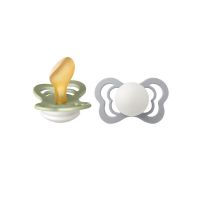 BIBS - Set 2 suzete Fosforescente Couture Glow Latex, tetina anatomica, 6 luni +-Sage/Cloud