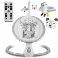 Leagan electric, Ricokids, Pentru copii, multifunctional, 5 viteze, 16 melodii, jucarii interactive, 70500, Gri
