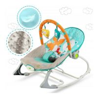 Balansoar pentru copii, cu vibratii, 2 trepte de inclinare, bara de jucarii, Ricokids, Blue / Orange