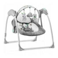 Leagan electric, Ricokids, Pentru copii, Temporizator, 5 viteze de leganare, 10 melodii, Bara cu jucarii, Alimentare priza si baterii, 7321, Gri