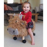 Little Bird Told Me - Vacuta Hubert Highland, Ride On Animal Toy, pentru copii de peste 1 an, Cadru robust din lemn, Scaun captusit