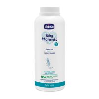 Pudra de talc dermatologica din amidon de orez Chicco Baby Moments Baby Skin, 150g, 0 luni+