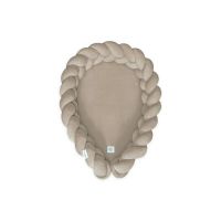 Babynest 2in1 pentru copii, cu margini impletite, din bumbac catifelat, Sparrow Velvet, Cappuccino