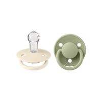 BIBS - Set 2 suzete De Lux Silicon, tetina rotunda, marime universala-Ivory/Sage