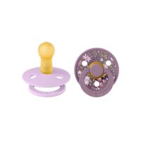 BIBS x LIBERTY - Set 2 suzete Colour Chamomile Lawn Latex, tetina rotunda, 6 luni+-Mauve/Violet Sky