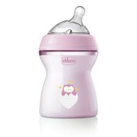 Biberon anticolici, Chicco, Natural Feeling, Plastic, Cu tetina Din silicon moale, Pentru hranire alternativa, Potrivit pentru nou-nascuti si sugari, Fara BPA, 250 ml, 2 luni+, Roz