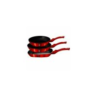 Set de tigai marmorate, 3 piese, din aluminiu forjat, Burgundy Metalic Line, Berlinger Haus, BH 1289