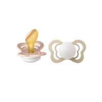 BIBS - Set 2 suzete Fosforescente Couture Glow Latex, tetina anatomica, 6 luni +-Blush/Vanilla