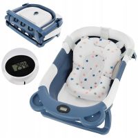 Cadita pliabila, Primabobo, Teddy, Cu termometru, dop si suport anatomic, Conform cu standardul european de securitate EN71, 67x42x21, Albastru