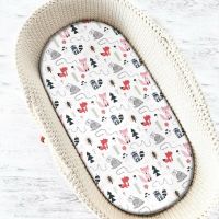 Cearceaf cu elastic, MimiNu, Pentru landou, carucior si cosulet, Dimensiune 80x35 cm, Din bumbac certificat Oeko Tex Standard 100, Fox
