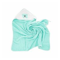 Prosop de baie, Bocioland, Cu gluga, 100% bumbac, 80x80 cm, Teddy Bear, Turquoise